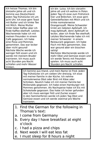 stimmt 2 kapitel 3 reading tasks for revision/cover work