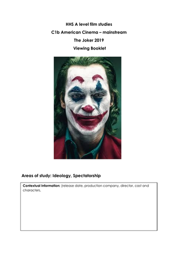 Viewing booklet for 'The Joker' EDUQAS AL FILM C1B
