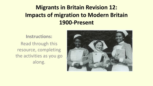 Edexcel / Pearson GCSE History Paper 1 Migrants in Britain Revision Pack