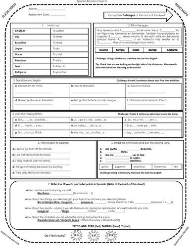 Worksheet Sports Activities Weather Year 7 SPANISH