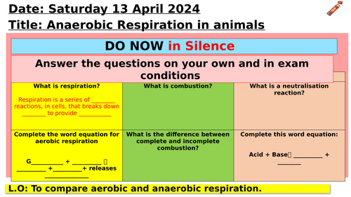 KS3 - Anaerobic respiration in Animals