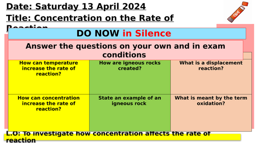 KS3 - Concentration on the rate of reaction