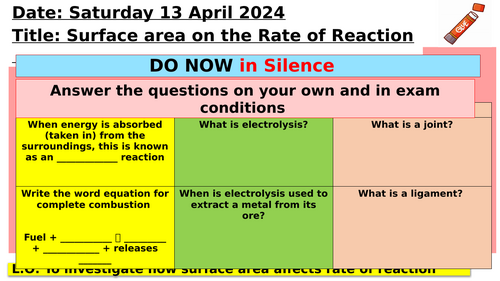 KS3 -Surface area on the rate of reaction