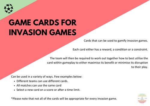 Invasion Game - Gamification Cards