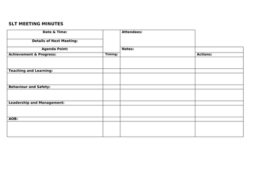 Senior Leadership Meeting Minutes