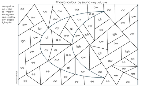 Phonics colour by sound - ay , ai , a-e