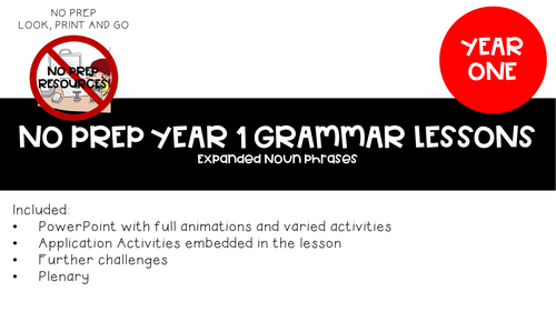 NO PREP Year 1 Grammar Expanded Noun Phrases
