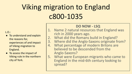 Edexcel / Pearson GCSE History Paper 1 Migrants Unit full lessons 1-3 - Intro and Vikings