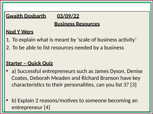 1. Business Resources