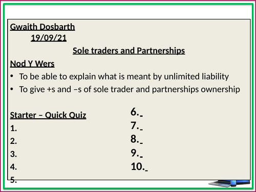 3. Soletrader and Partnerships (part 1)