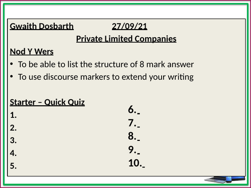 5. Private Limited Companies