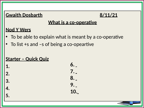 9. Co-operatives