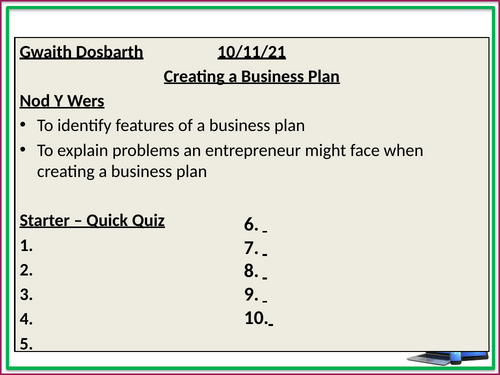 10. Business Plans