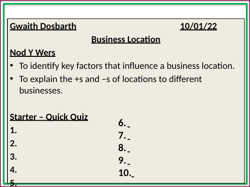 16. Business Location (part 1)