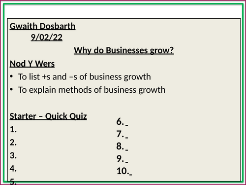 20. Why Businesses Grow