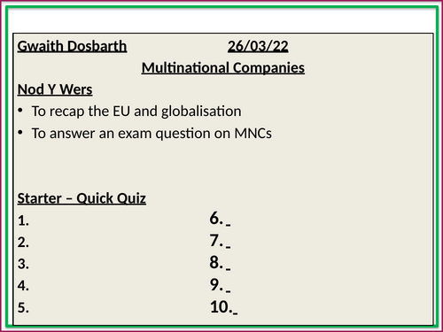 28. Multinational Companies