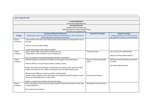 Gunpowder Plot with FULL LESSON PLAN