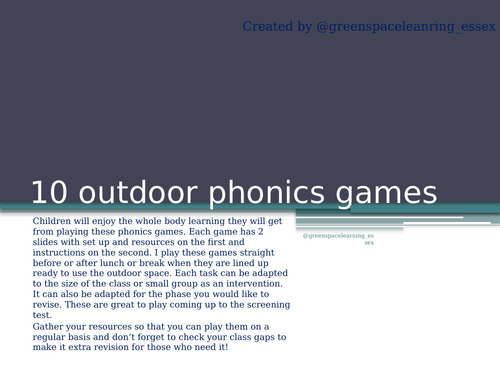 10 outdoor phonics games for Year 1