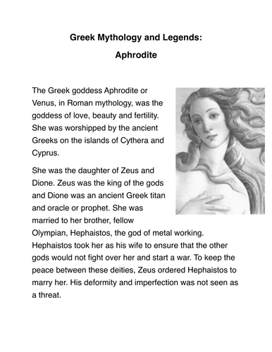 Greek Mythology and Legends: Aphrodite