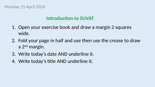 Very basic introduction to SUVAT