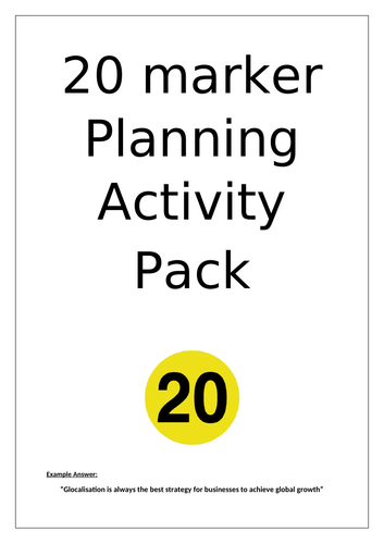 EDUQAS WJEC A level Business 20 mark Essay Planning Booklet