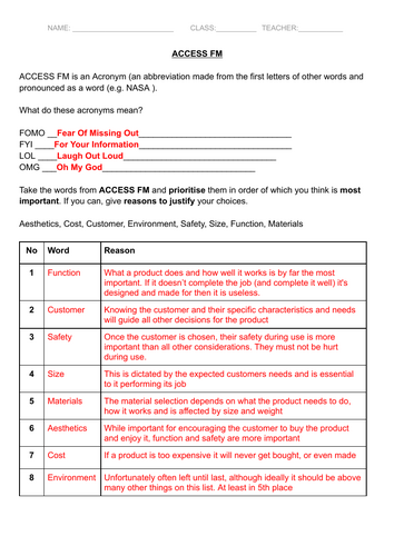 ACCESS FM - Worksheet