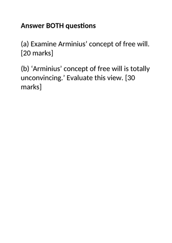 A-Level RS: 2019 Free Will Past Paper Question Model Plan + Model Answer - Eduqas Ethics