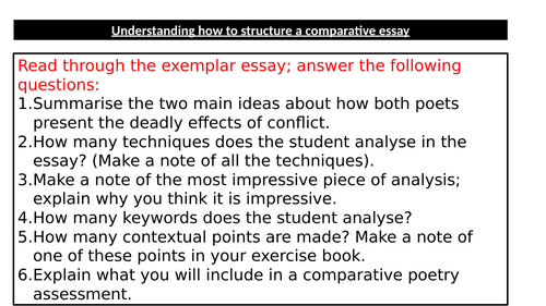 AQA English Lit, Paper 2: - Exemplar essay/Planning lesson ('Exposure' and 'Bayonet Charge')