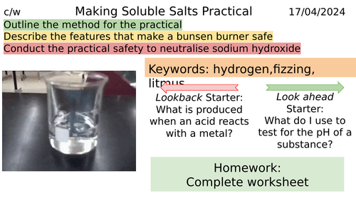 Making soluable salts KS3 planning and practical