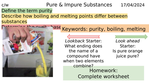 Pure and impure substances KS3