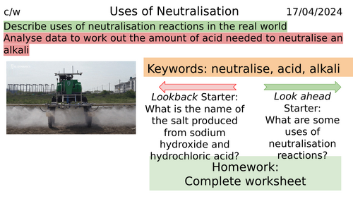 Uses of neutralisation reactions