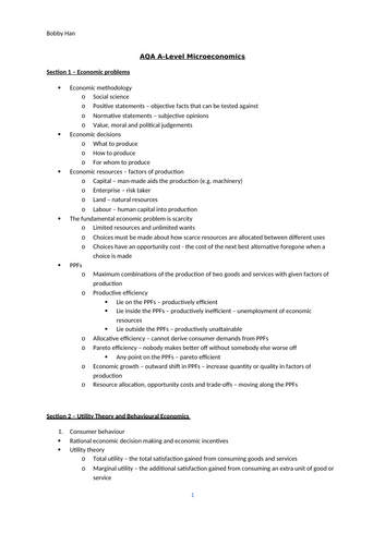 AQA A-Level Economics: Micro Notes