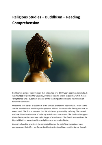 Religious Studies – Buddhism – Reading Comprehension