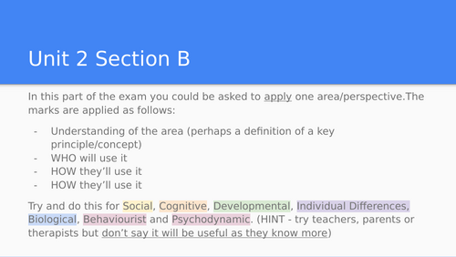 Applying Areas of Psychology (OCR A Level)