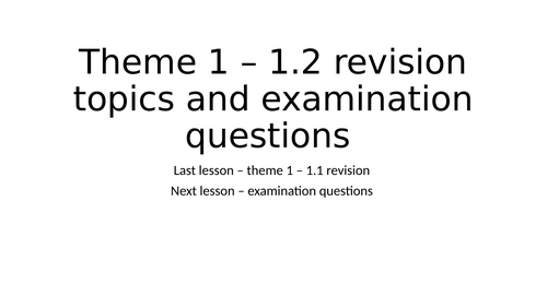 Edexcel GCSE Business Theme 1 Topic 1.2 Condensed Revision Resource