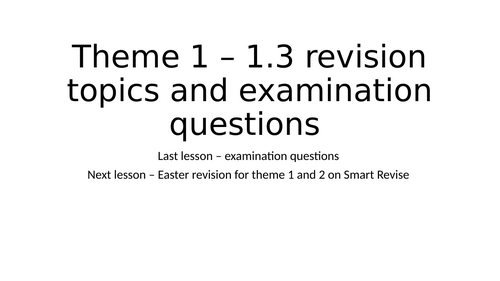 Edexcel GCSE Business Theme 1 Topic 1.3 Condensed Revision Resource