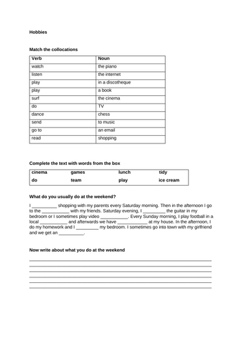 ESL Hobbies worksheet