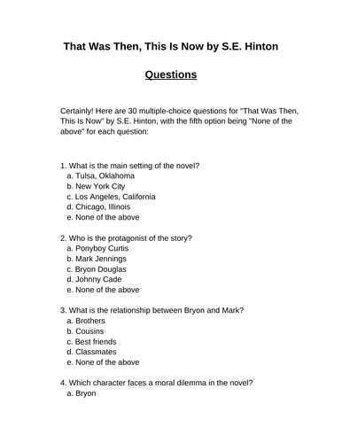 That Was Then, This Is Now. 30 multiple-choice questions (Editable)