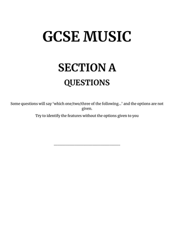 GCSE Set Work Section A Listening Questions