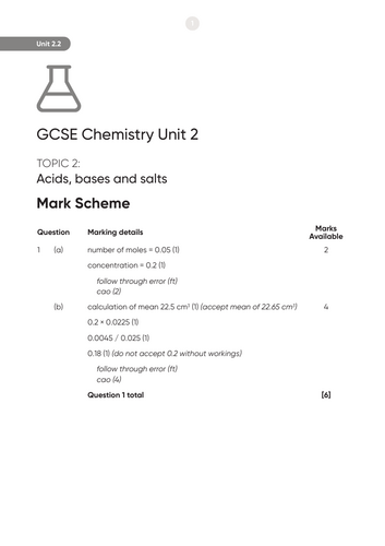 WJEC GCSE Chemistry Unit 2.2 Acids, bases and salts — Question booklet