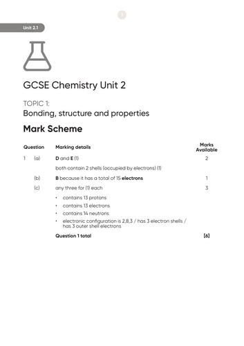 WJEC GCSE Chemistry Unit 2.1 Bonding, structure and properties — Question booklet