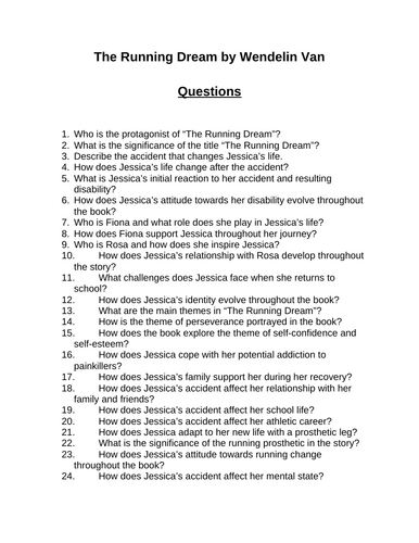 The Running Dream. 40 Reading Comprehension Questions (Editable)