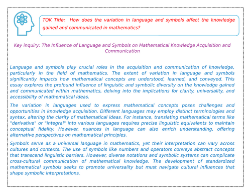 TOK Title:  How does the variation in language & symbols affect the knowledge gained & communication