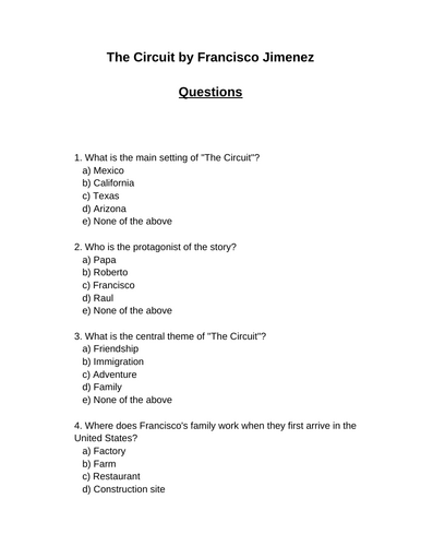 The Circuit. 30 multiple-choice questions (Editable)