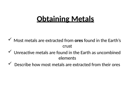 Obtaining metals from ores | Teaching Resources