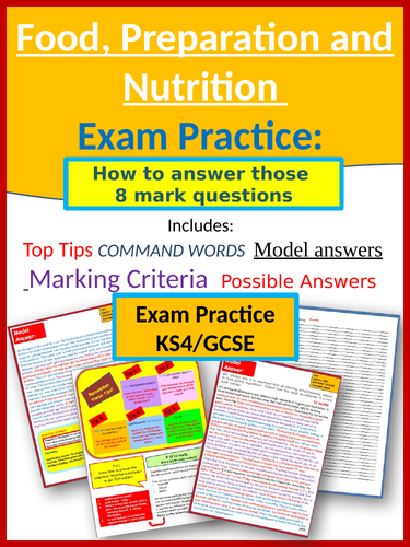 GCSE Eduqas Food Mock Questions with answers: 8 Mark questions (Long answer)