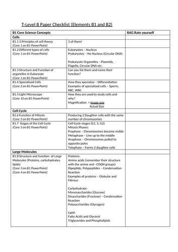T-Level Health Paper B RAG Checklist