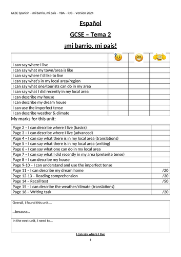 GCSE Spanish booklet & Powerpoint - donde vivo - where I live