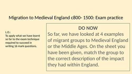 Edexcel / Pearson GCSE History Paper 1 Migrants Medieval c800-1500 full lessons