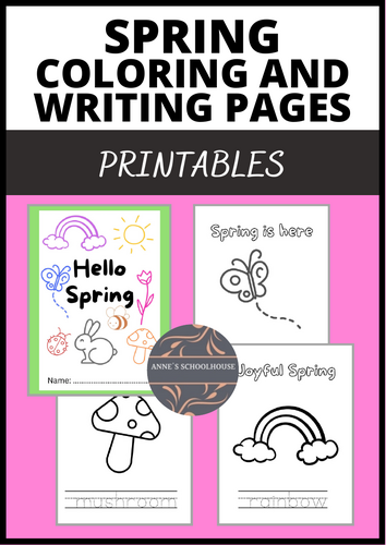 Spring Coloring and Writing Booklet or Pages for Pre-K and K